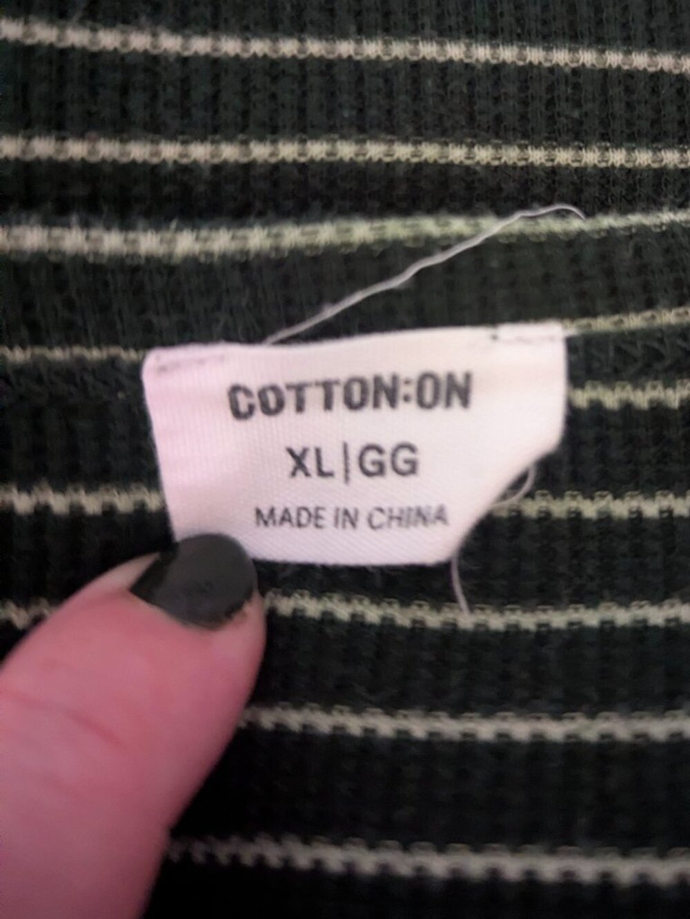 Cotton : on light and dark green waffle top - L - Picture 4 of 4
